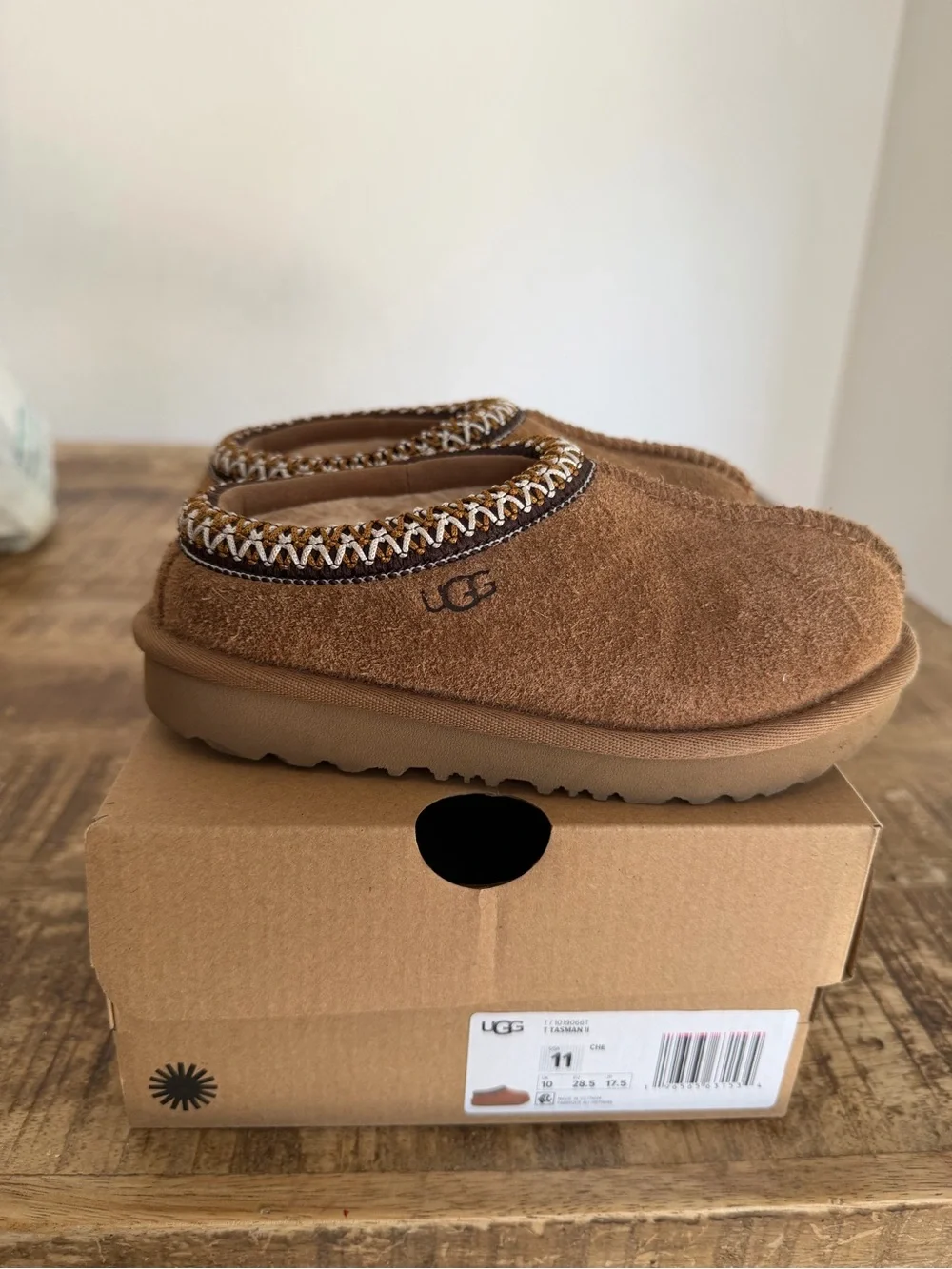 UGG Tasman II Kids Chestnut Suede Slip-On Moccasin Slippers